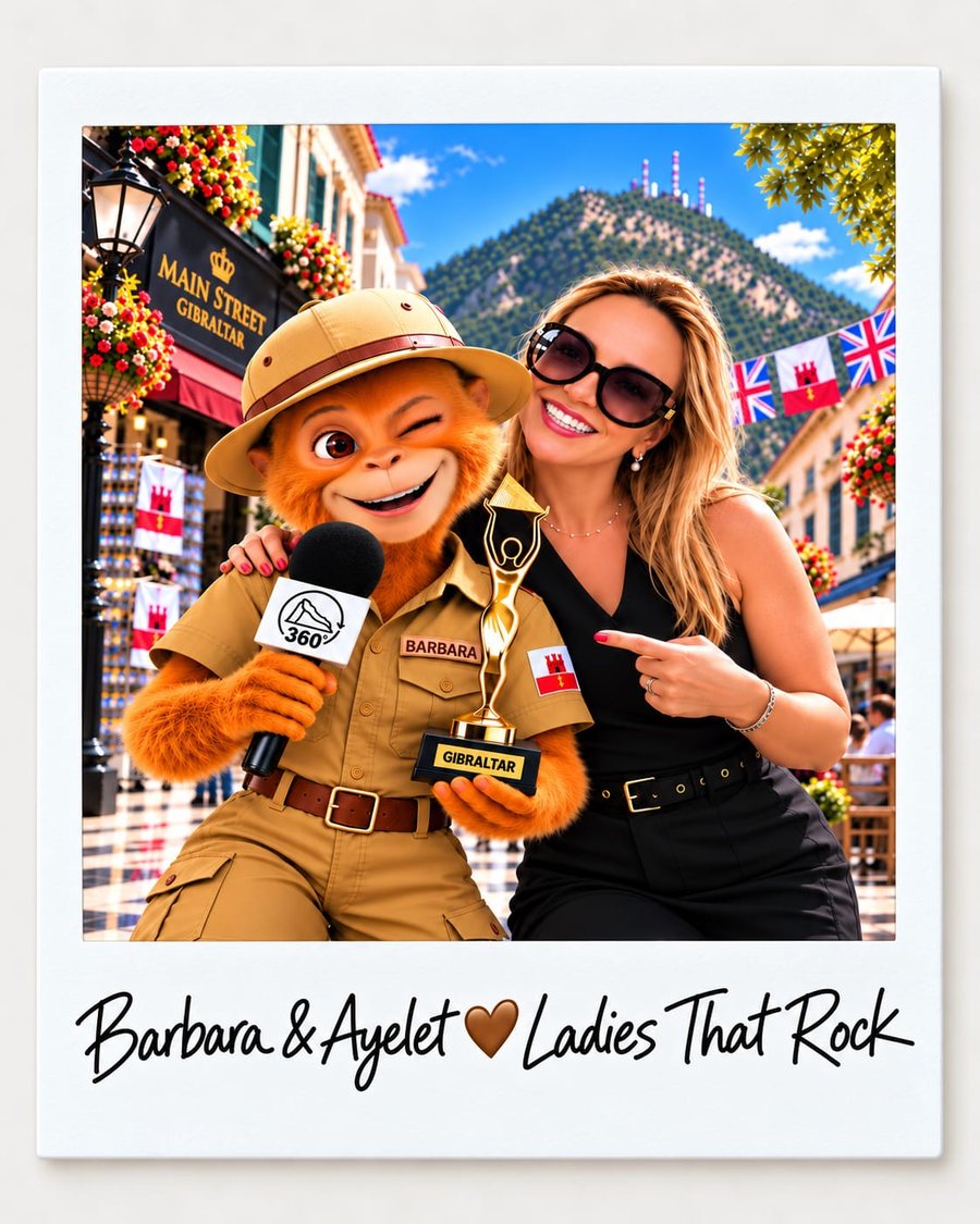 Barbara and Ayelet, Ladies That Rock, on Main Street, Gibraltar